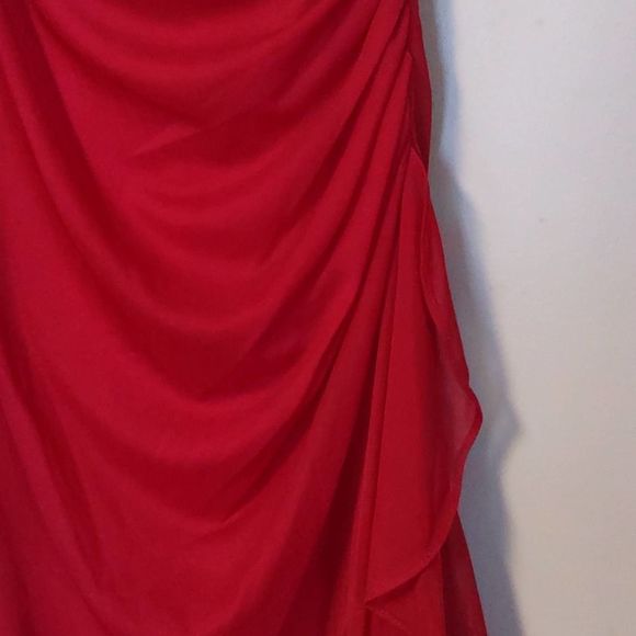 Betsy & Adam Ruched Off the Shoulder Gown Dress Red Size 6 - Picture 11 of 12